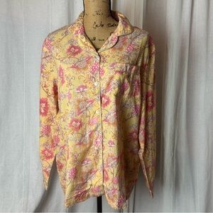 NWT Mahogany Harper Dijon Pajama Top Long Sleeve Yellow Pink Floral Sz Large